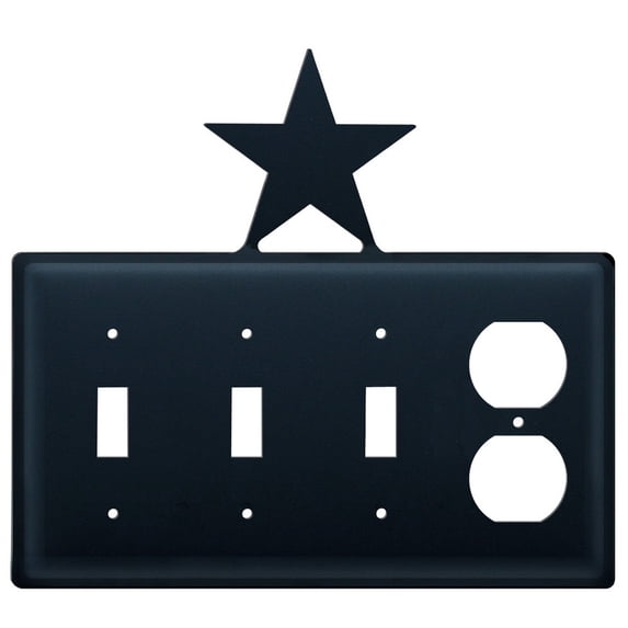 Triple Switch and Duplex Outlet Cover with Star Accent, Black