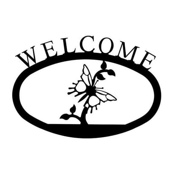 Village Wrought Iron WEL-38-S Butterfly Welcome Sign, Small