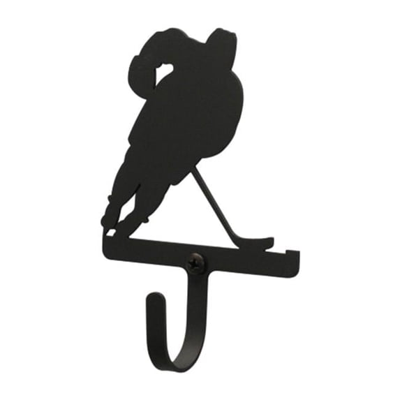 Village Wrought Iron WH-158-S Hockey Player Wall Hook Small - Black