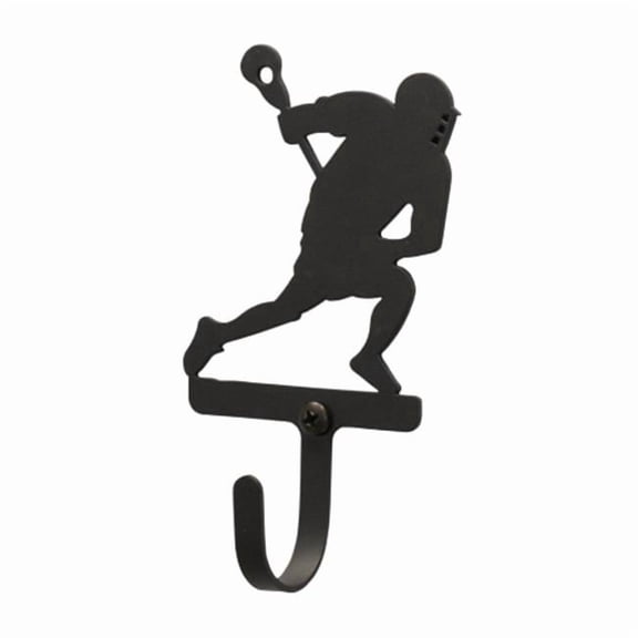 Village Wrought Iron WH-192-S Lacrosse Player Wall Hook Small - Black
