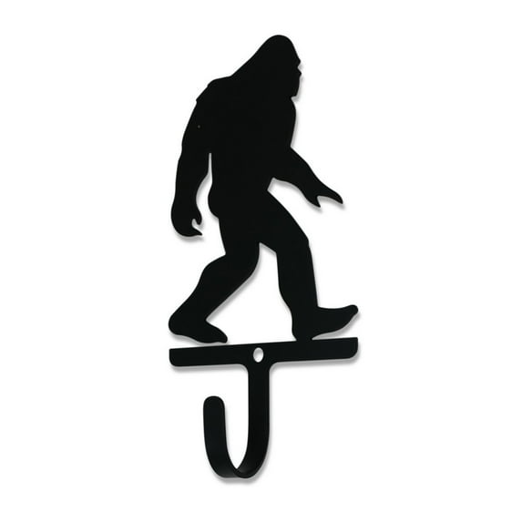Metal Wall Hook with Man Bigfoot Accent, Small, Black