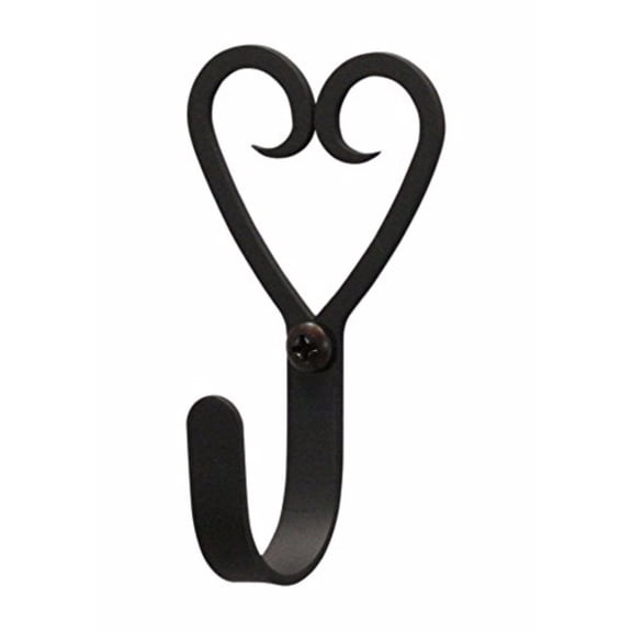 Village Wrought Iron WH-51-S Open Heart Wall Hook Small - Black