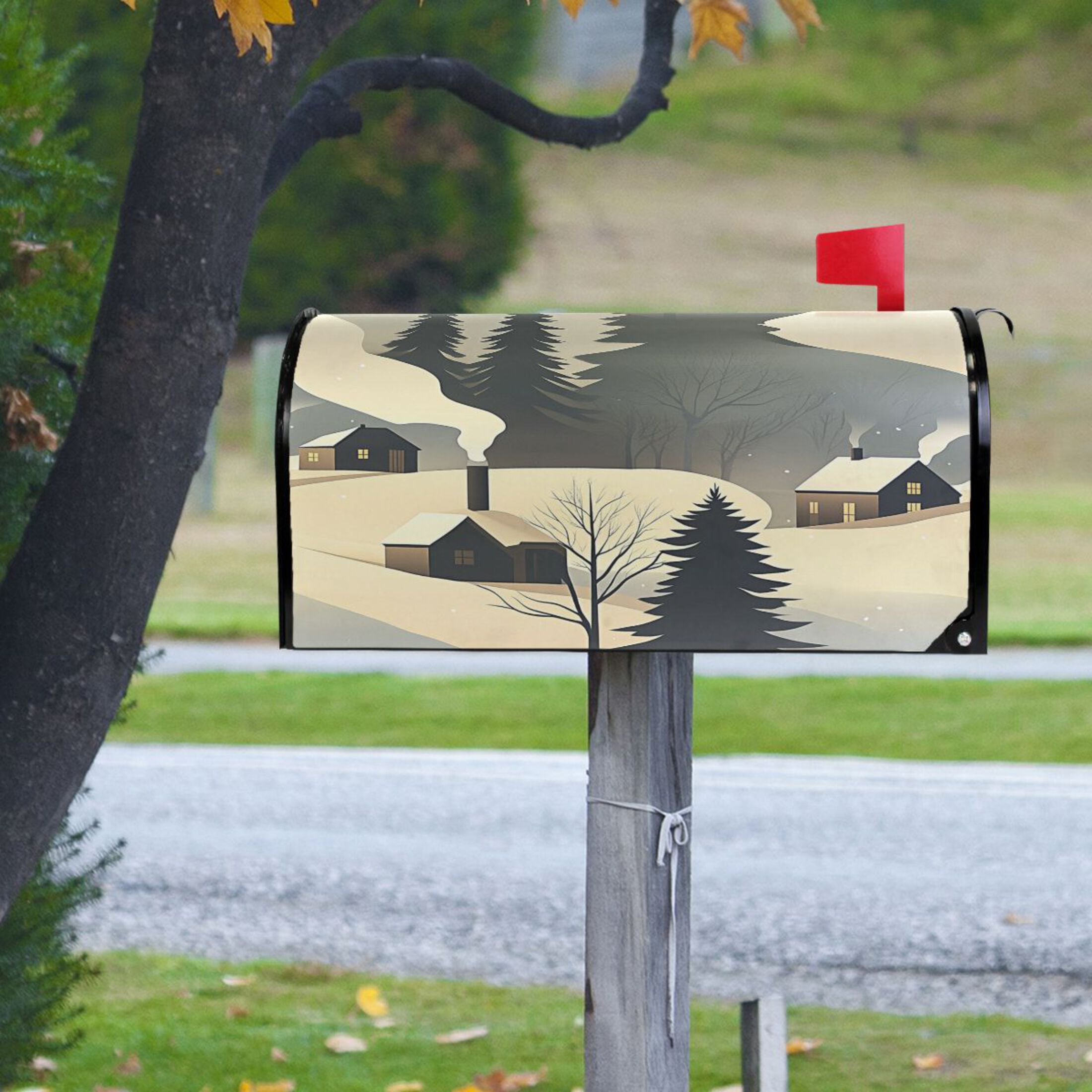 Village and Chimneys PVC Mailbox Cover, 20.7" x 18" Standard