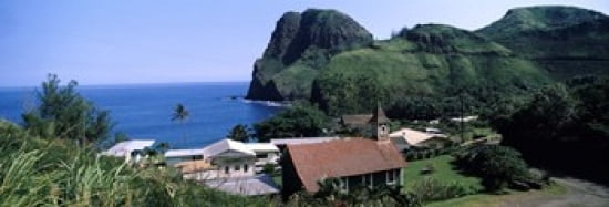 Village at a coast Kahakuloa Highway 340 West Maui Hawaii USA Canvas Art - Panoramic Images (36 x 13)