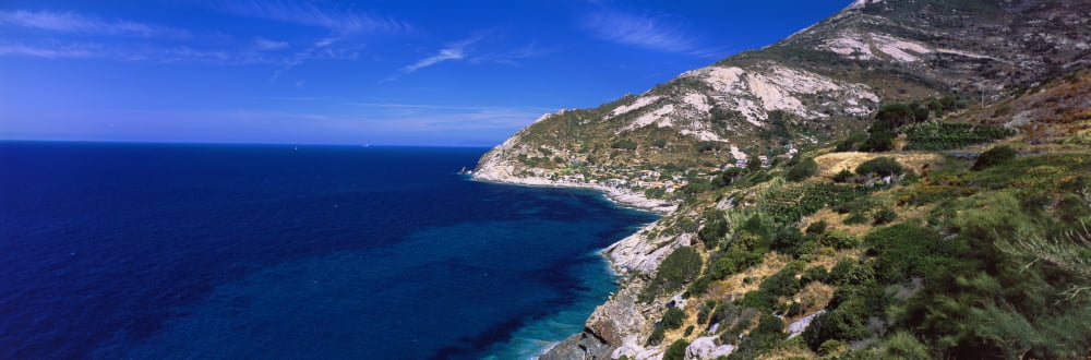 Village at seaside Chiessi Island of Elba Tuscany Italy Canvas Art - Panoramic Images (36 x 12)