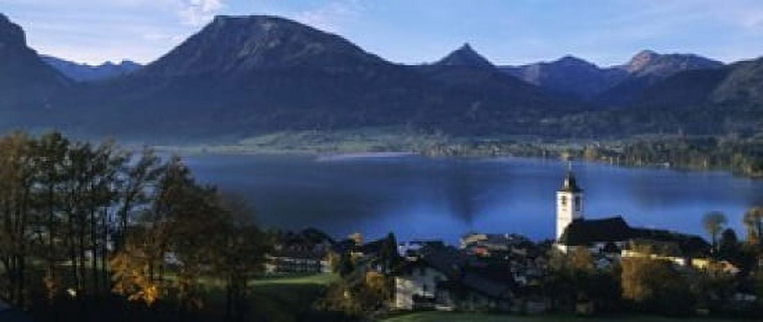 Village at the lakeside Wolfgangsee Salzkammergut Austria Canvas Art - Panoramic Images (15 x 6)