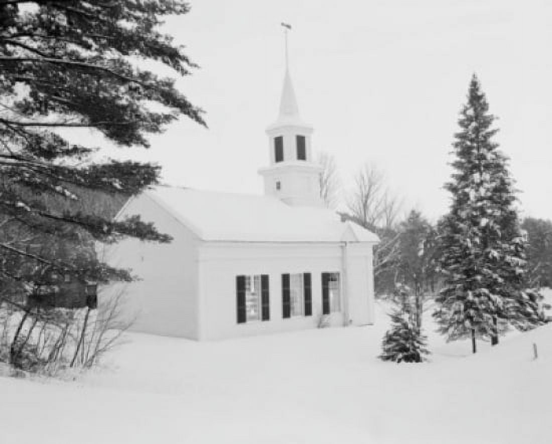 Village church in winter Canvas Art - (18 x 24)