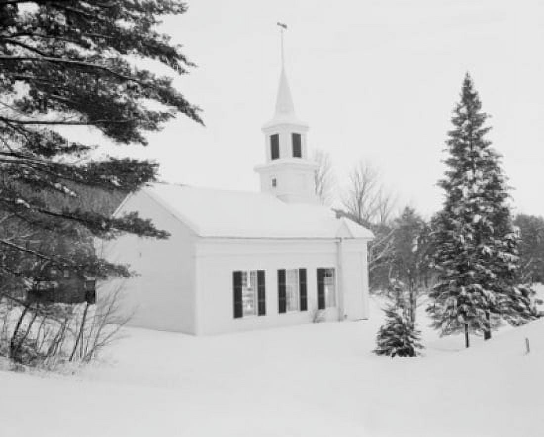 Village church in winter Canvas Art -  (24 x 36)