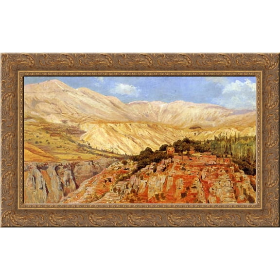 Village in Atlas Mountains, Morocco 24x17 Gold Ornate Wood Framed Canvas Art by Weeks, Edwin Lord