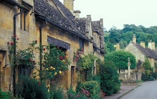 Village of Snowshill Cotswolds Gloucestershire England Canvas Art - Nik Wheeler DanitaDelimont (36 x 23)