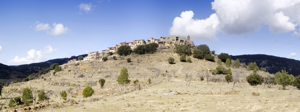 Village on Mountain Ballestar Valencian Community Province of Castellon Spain Canvas Art - Panoramic Images (36 x 12)