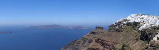 Village on a hill Imerovigli Santorini Cyclades Islands Greece Canvas Art - Panoramic Images (36 x 12)
