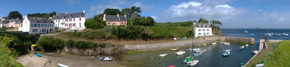 Village on an island Port Lay Groix Morbihan Brittany France Canvas Art - Panoramic Images (36 x 12)