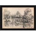 thumbnail image 1 of Village pond 40x28 Large Black Ornate Wood Framed Canvas Art by Pyotr Konchalovsky, 1 of 2