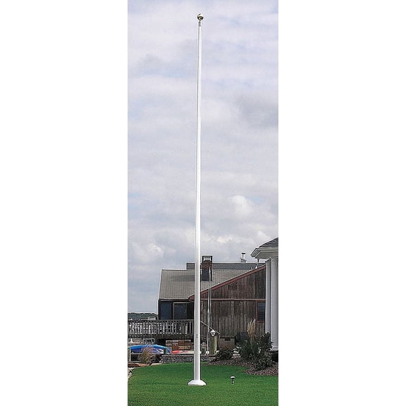 Villager Iii Flag Pole,20 ft.,Fiberglass,White 395