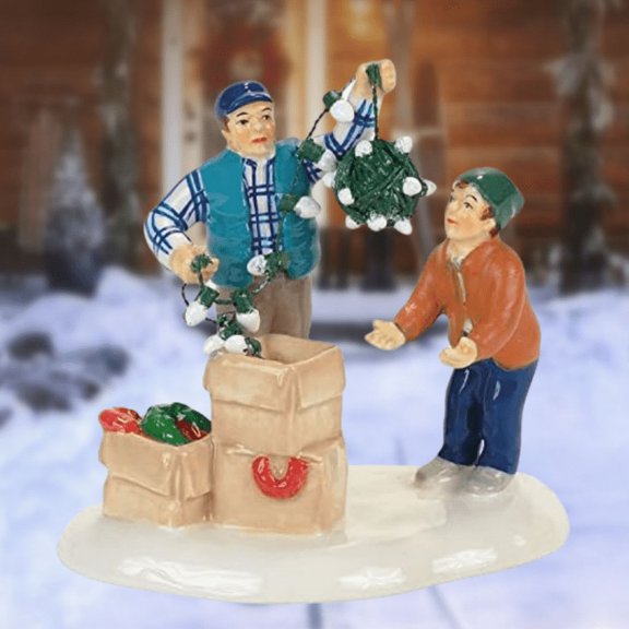 Villages House FigurinesTable Decor Home with LED Holiday Ornaments Vacation Figurine Statue