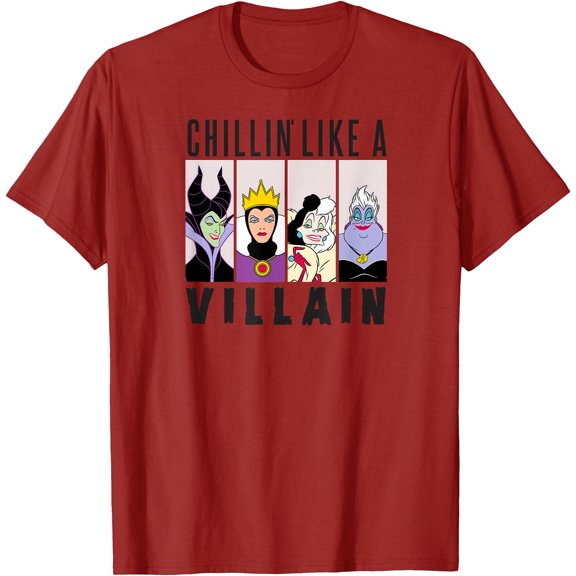 Villain Group Ursula Evil Queen Cruella Maleficent DTG Print Unisex T-Shirt,Cardinal Red Color,Size 5-6T