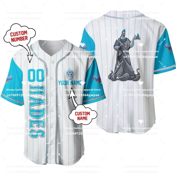 Villain Hades Baseball Jerseys Unisex Cartoon Graphics Casual Baseball Uniform Disney Cust