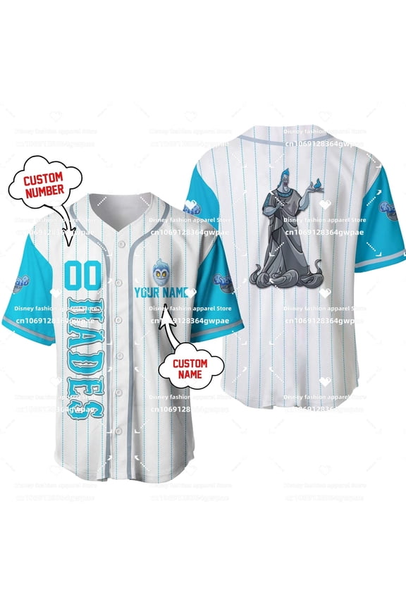 Villain Hades Baseball Jerseys Unisex Cartoon Graphics Casual Baseball Uniform Disney Cust