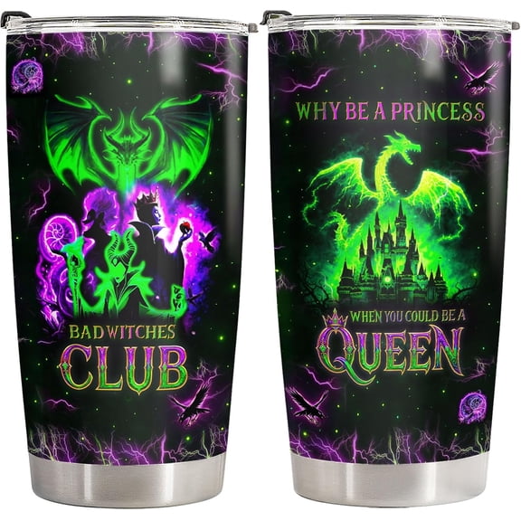 Villain Witches Tumbler 20oz Stainless Steel Dark Fantasy Queen Dragon Insulated Stainless Steel Travel Mug Gothic Magic Gift Birthday Gifts for Women Adults