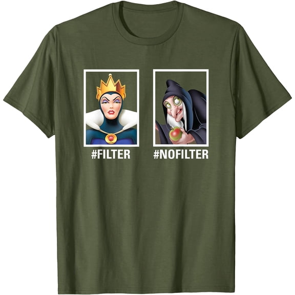 Villains Evil Queen Filter NoFilter Funny Meme DTG Print Unisex T-Shirt,Military Green Color,Size L