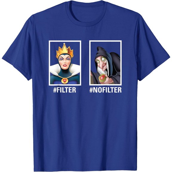Villains Evil Queen Filter NoFilter Funny Meme DTG Print Unisex T-Shirt,Royal Blue Color,Size M
