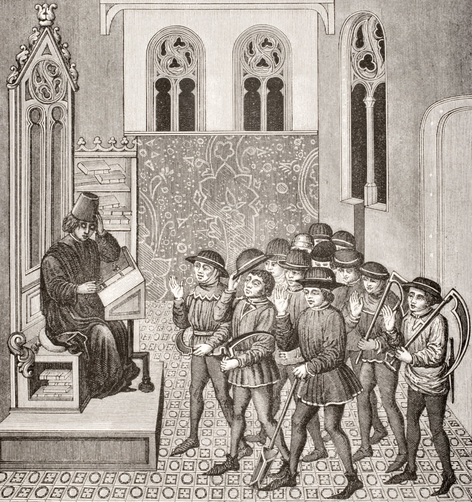 Villains Receiving Their LordS Orders Before Going To Work 19Th Century Reproduction Of Miniature In 15Th Century Manuscript Canvas Art - Ken Welsh  Design Pics (14 x 15)