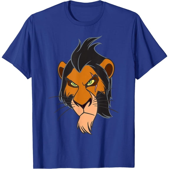 Villains Scar from The Lion King Big Face DTG Print Unisex T-Shirt,Royal Blue Color,Size XL
