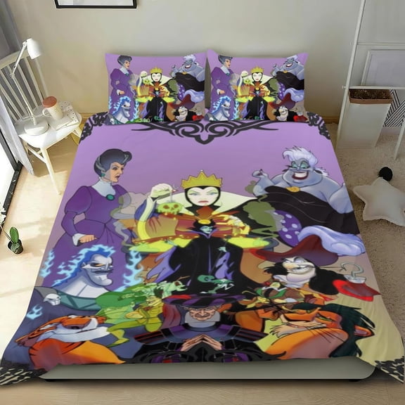 Villains Themed Bed Sheet Set Three Piece Set 53x79 In ches Comfortable And Skin Friendly Unique Design Creating A Star Studded Night Home Decor Gifts For Family Friends fans