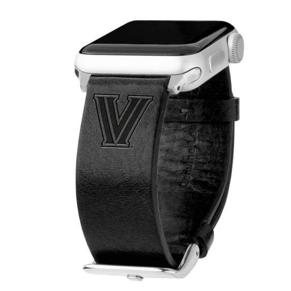 Villanova Premium Leather Unisex Watch Band for Apple Watch - 38/40/41mm (42mm Series 10) Short Black by Affinity Bands