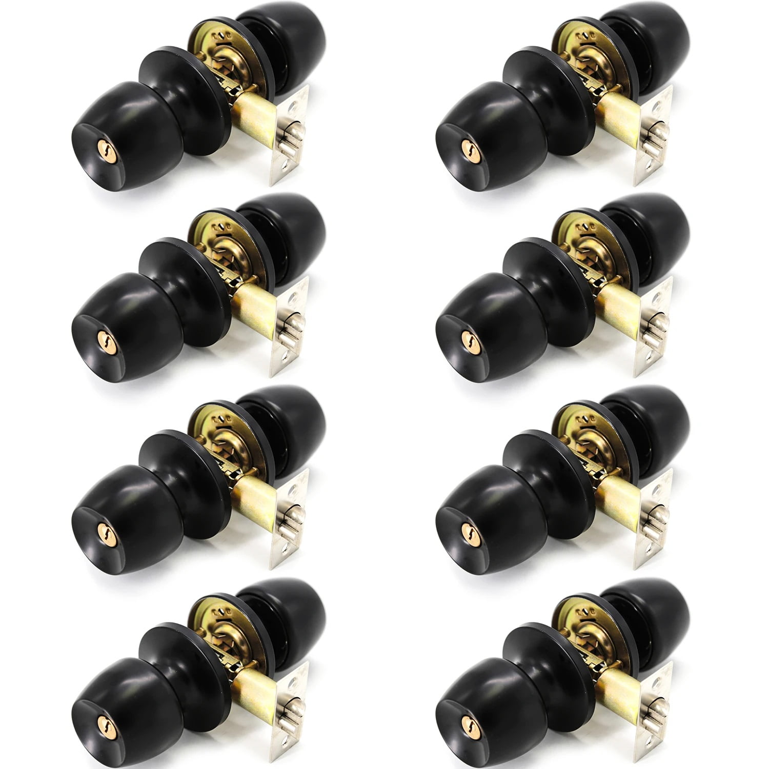 Villar Home Designs Door Knob Versa Black Keyed 8 Pack