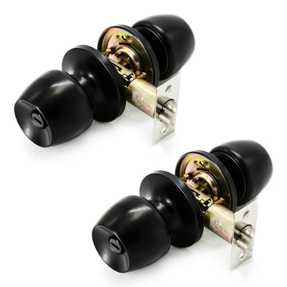 Villar Home Designs Door Knob Versa Black Privacy 2 Pack