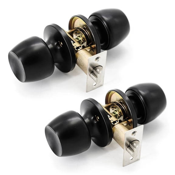 Versa Door Knob Black Passage Door Handle 2 Pack Villar Home Designs