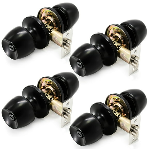 Villar Home Designs Door Knob Versa Black Privacy 4 Pack