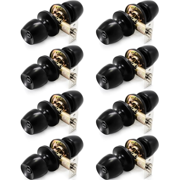 (8 Pack) Villar Home Designs Door Knob Versa Black Privacy