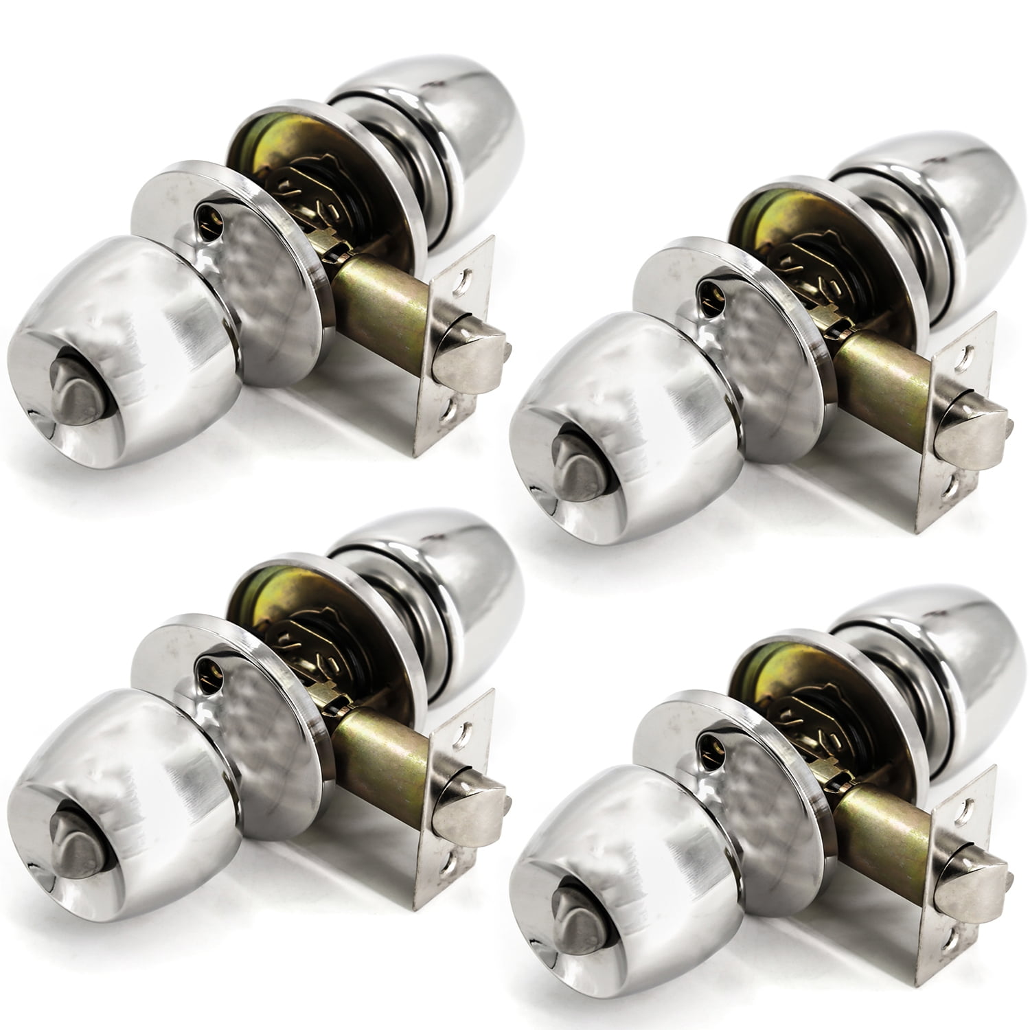 Villar Home Designs Door Knob Versa Chrome Privacy 4 Pack