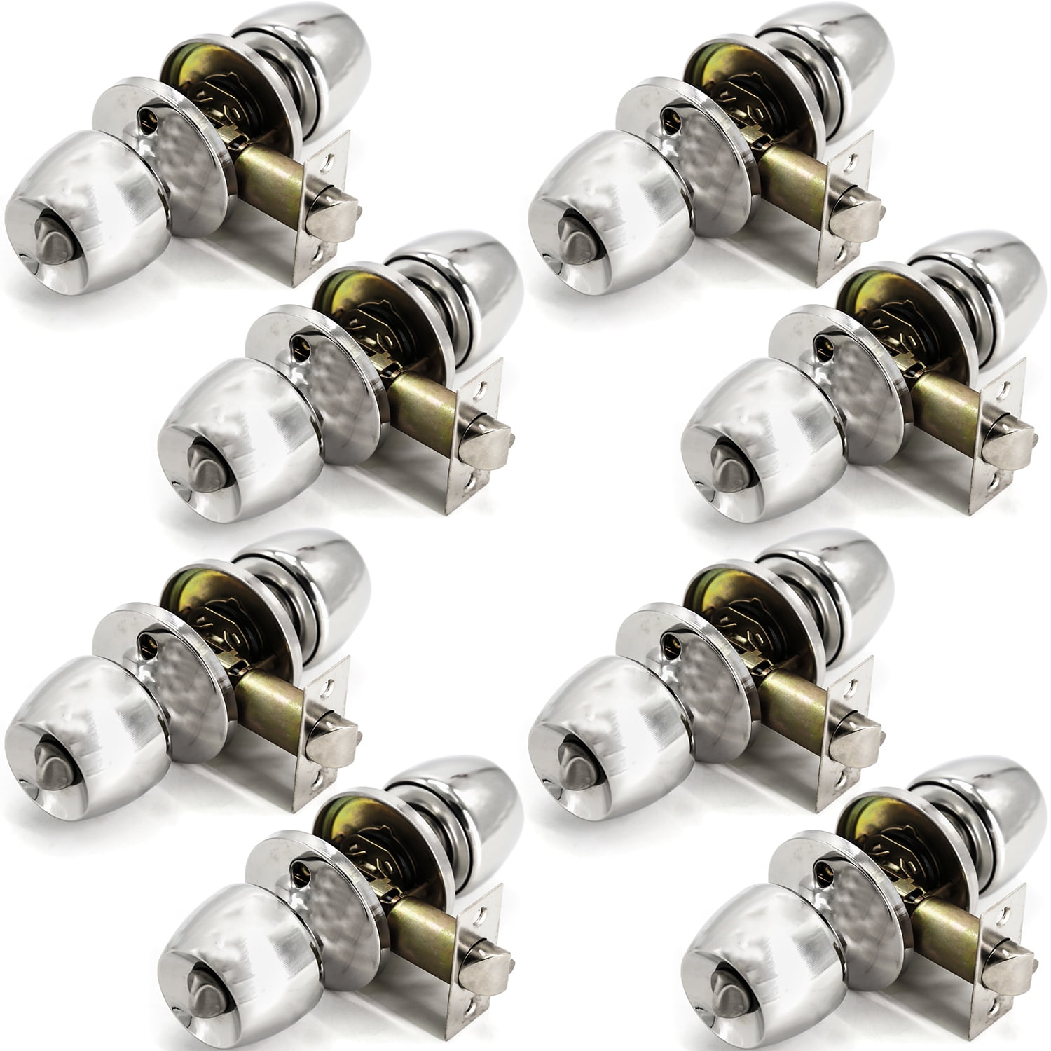 Villar Home Designs Door Knob Versa Chrome Privacy 8 Pack