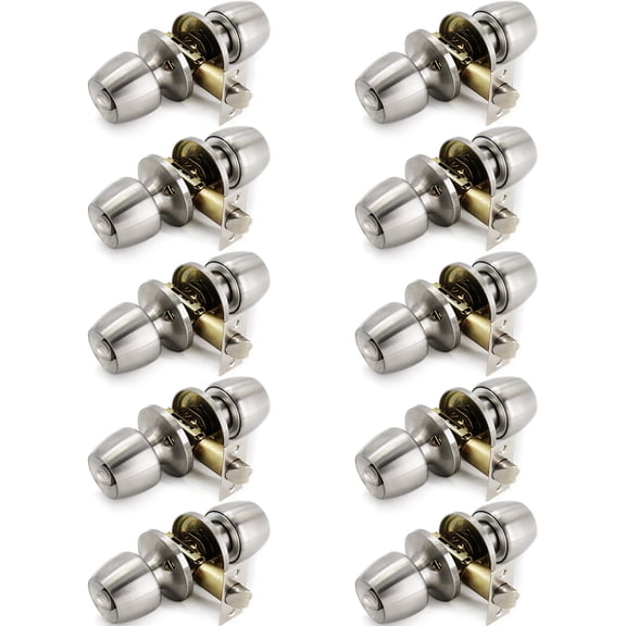 (10 Pack) Villar Home Designs Door Knob Versa Satin Nickel Privacy