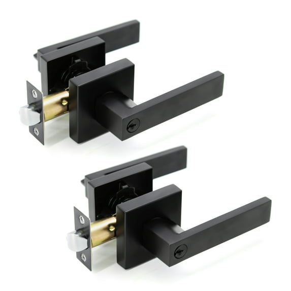 Villar Home Designs Door Lever Crown Black Keyed 2 Pack