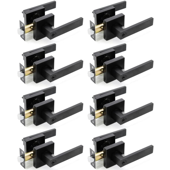 Villar Home Designs Door Lever Crown Black Keyed 8 Pack