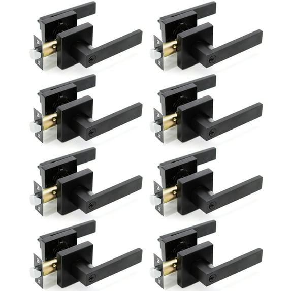 Villar Home Designs Door Lever Crown Black Keyed 8 Pack