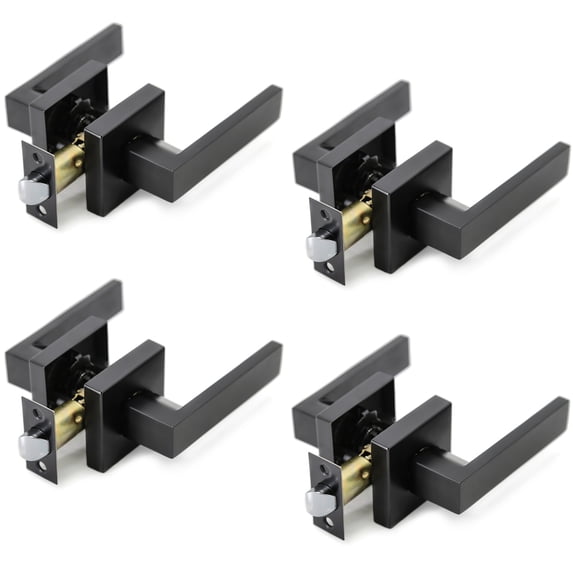 Villar Home Designs Door Lever Crown Black Passage 4 Pack