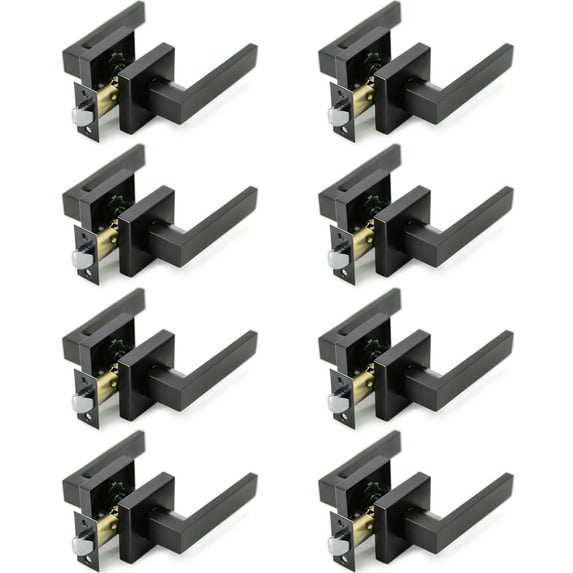 Villar Home Designs Door Lever Crown Black Passage 8 Pack