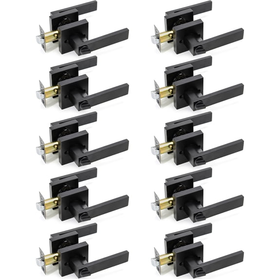 Villar Home Designs Door Lever Crown Black Privacy 10 Pack