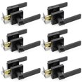 thumbnail image 1 of Villar Home Designs Door Lever Crown Black Privacy 6 Pack, 1 of 1
