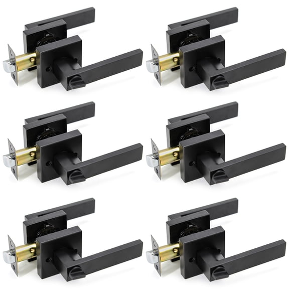 Villar Home Designs Door Lever Crown Black Privacy 6 Pack
