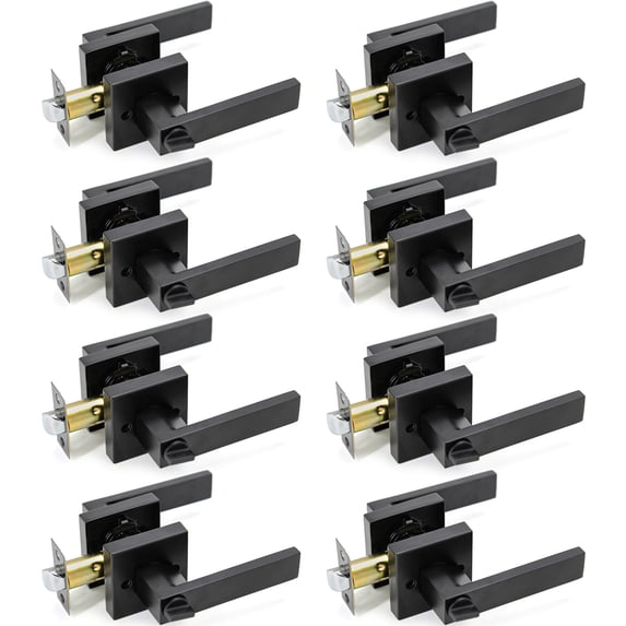 Villar Home Designs Door Lever Crown Black Privacy 8 Pack
