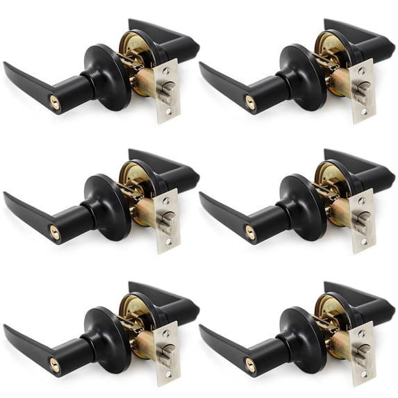Villar Home Designs Door Lever Lara Black Keyed 6 Pack