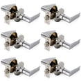 thumbnail image 1 of Villar Home Designs Door Lever Lara Chrome Passage 6 Pack, 1 of 8