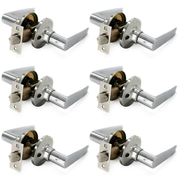 Villar Home Designs Door Lever Lara Chrome Passage 6 Pack